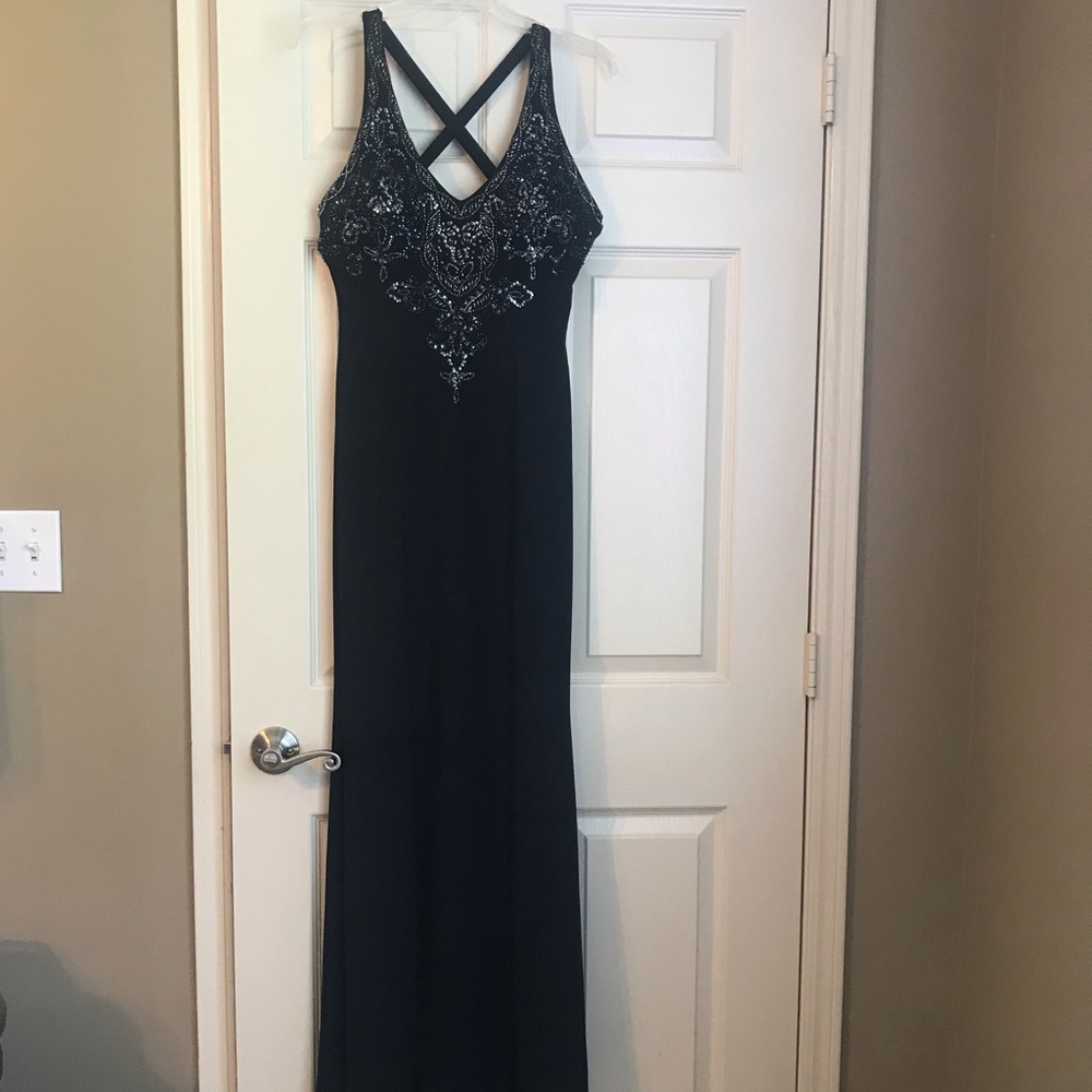 NIKI Black Beaded Evening Gown Size 4